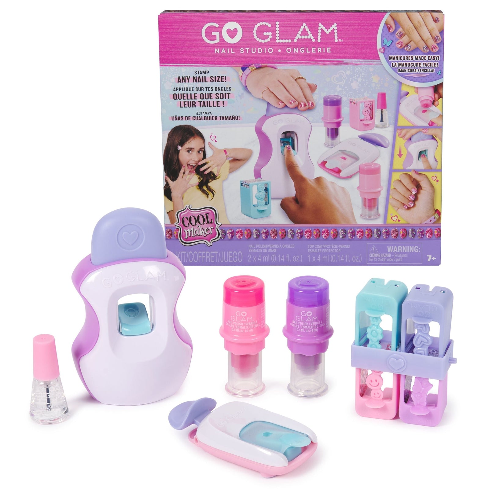 Maker, GO GLAM Studio Nail Kit, Style 200 Nails, 4 Designs, 2 Polish Applicators & Mask, Ages 7+ L2U0 - product image 1