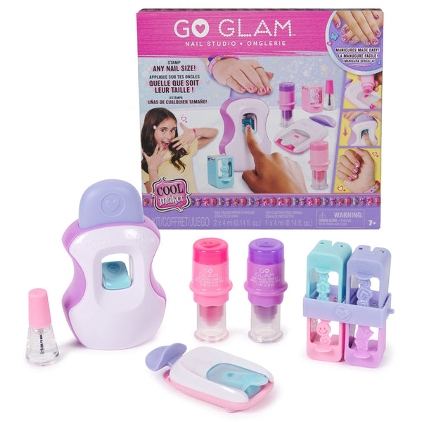 Maker, GO GLAM Studio Nail Kit, Style 200 Nails, 4 Designs, 2 Polish Applicators & Mask, Ages 7+ O9V1