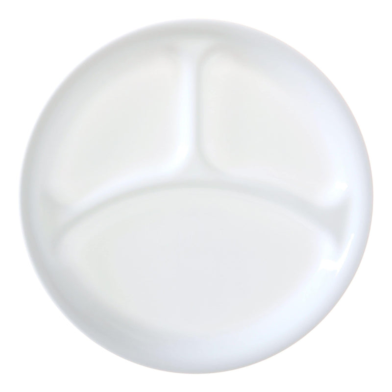 Glass Divided Dinner Plate, 10.25-in, White X1A0