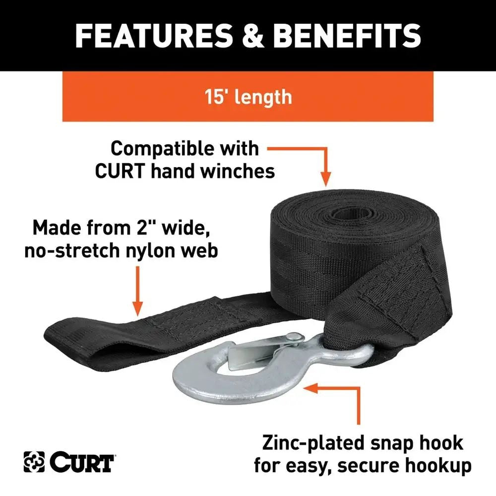 29450 15-ft Winch Strap with Snap Hook (1,100-lb) G3M9 - product image 4
