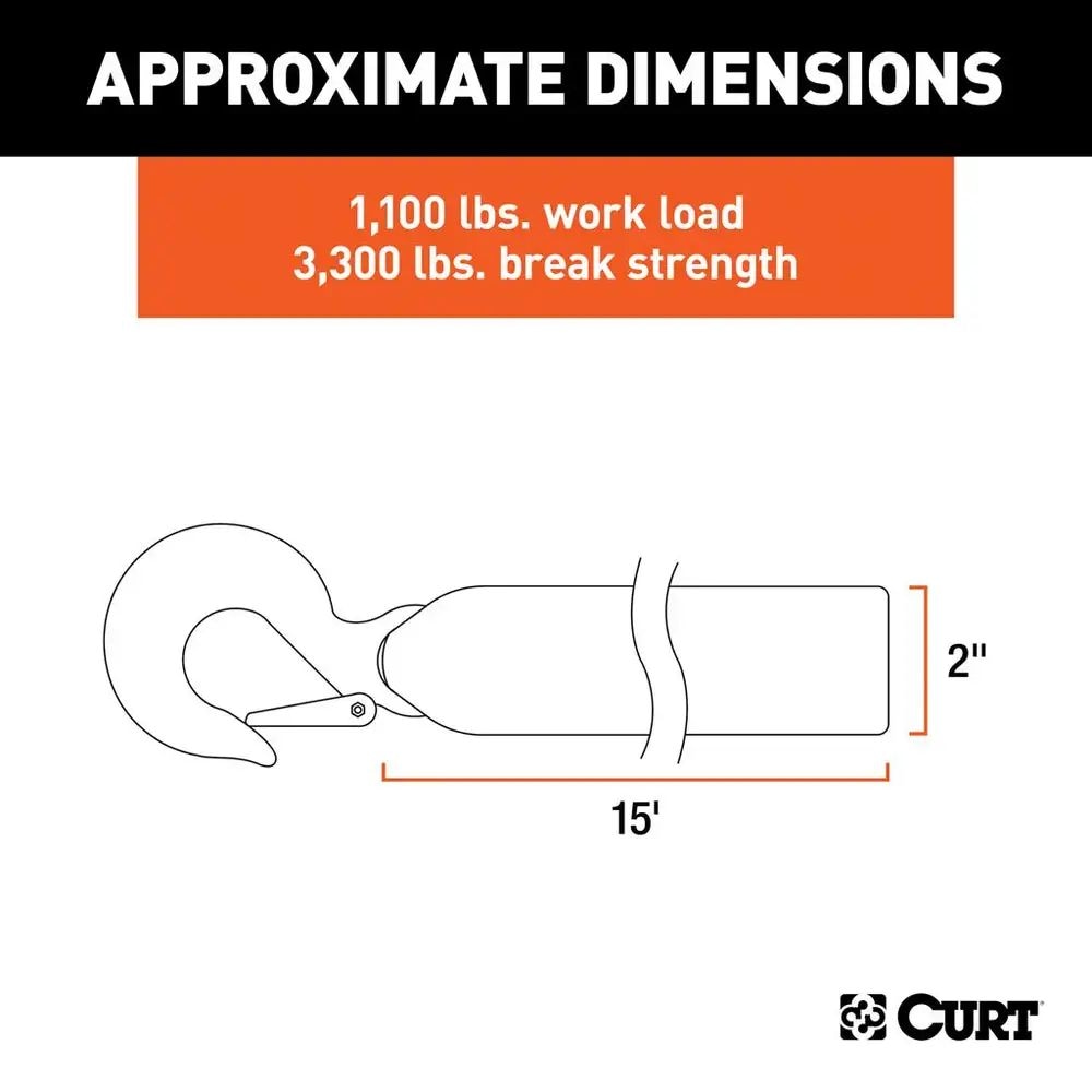 29450 15-ft Winch Strap with Snap Hook (1,100-lb) G3M9 - product image 5