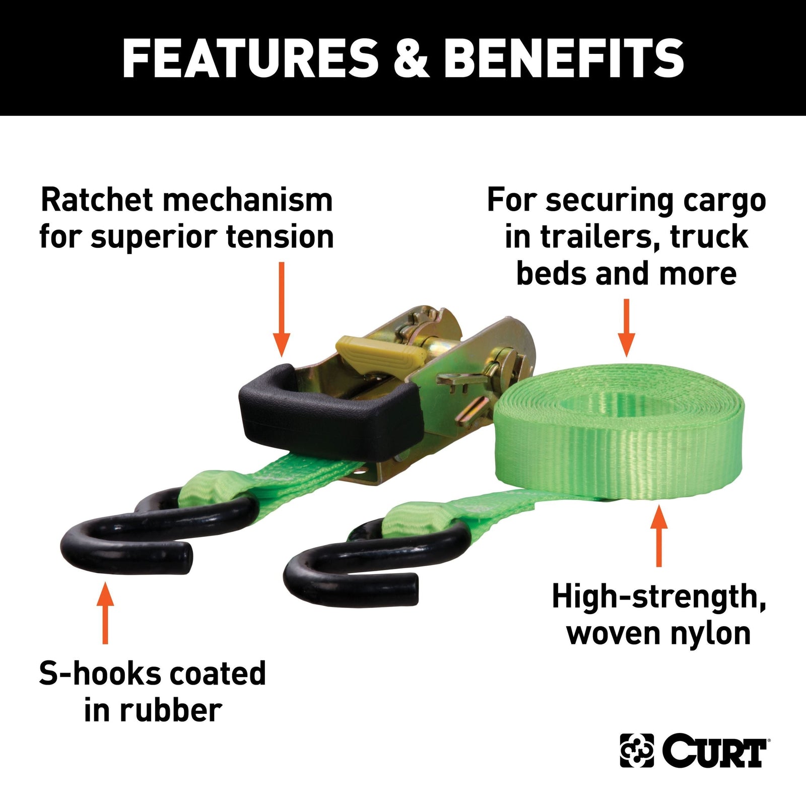83028 16-ft Lime Green Cargo Straps with S-Hooks (1,100-lb, 2-pk) Y8H5 - product image 5