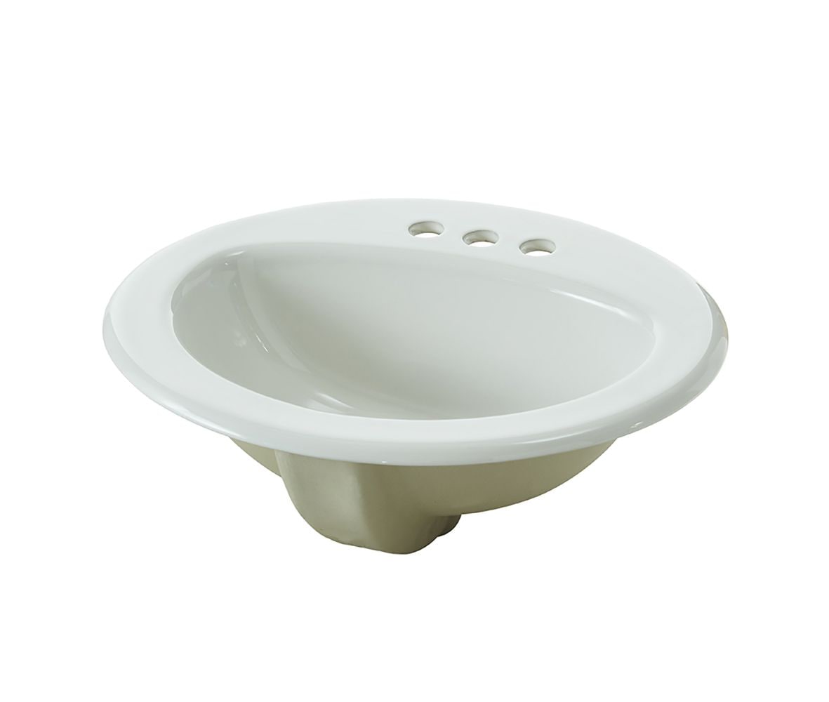 Oval Drop-In Bathroom Sink, White, 4-in Centre, 20-in x 17-in I1H0 - product image 1