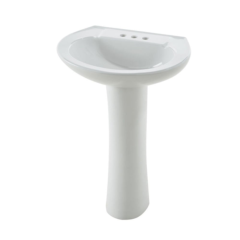 Pedestal Sink with Leg, White, 22.64 x 18 x 33.66-in H3P8
