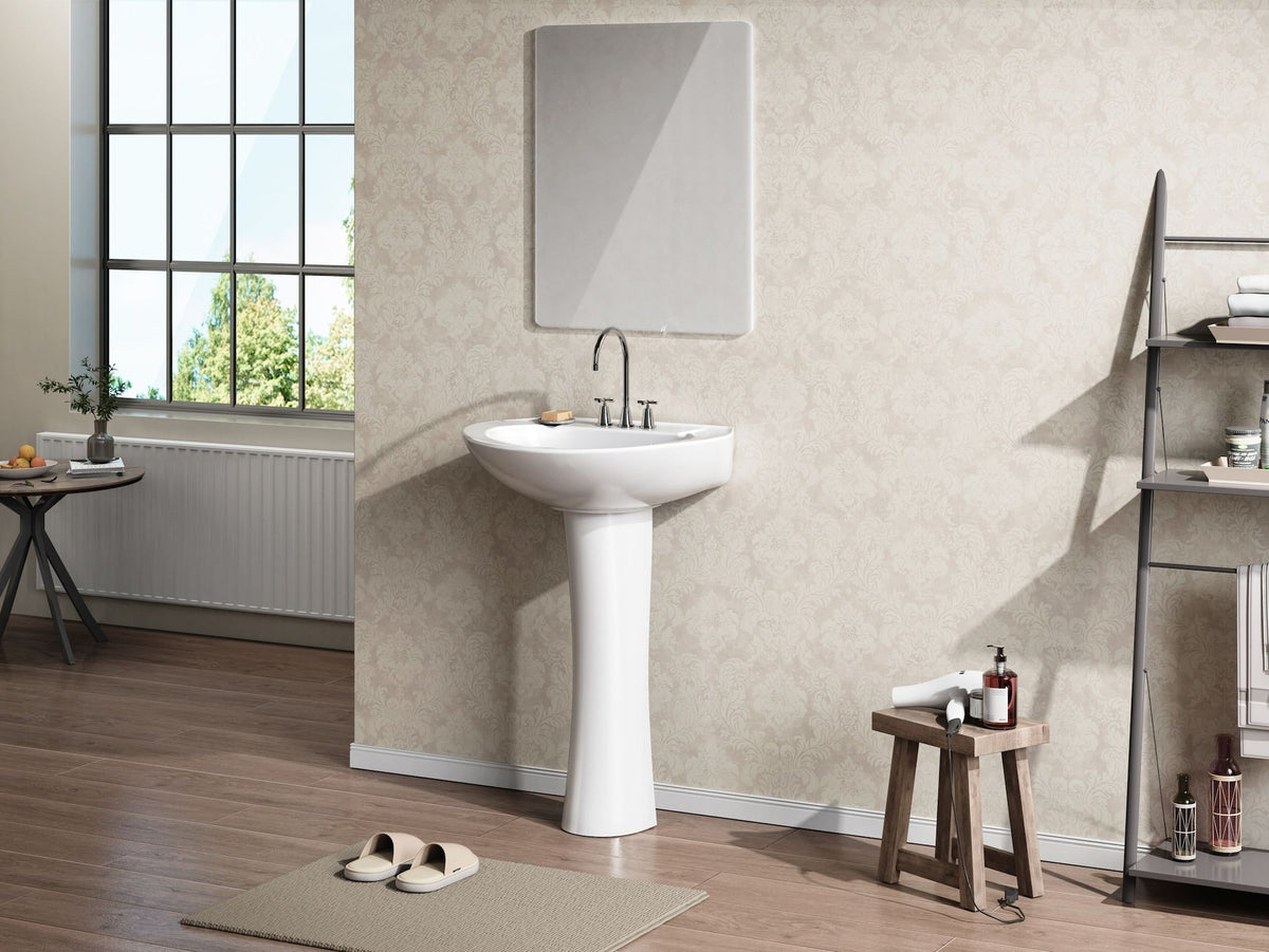 Pedestal Sink with Leg, White, 22.64 x 18 x 33.66-in H3P8 - product image 2
