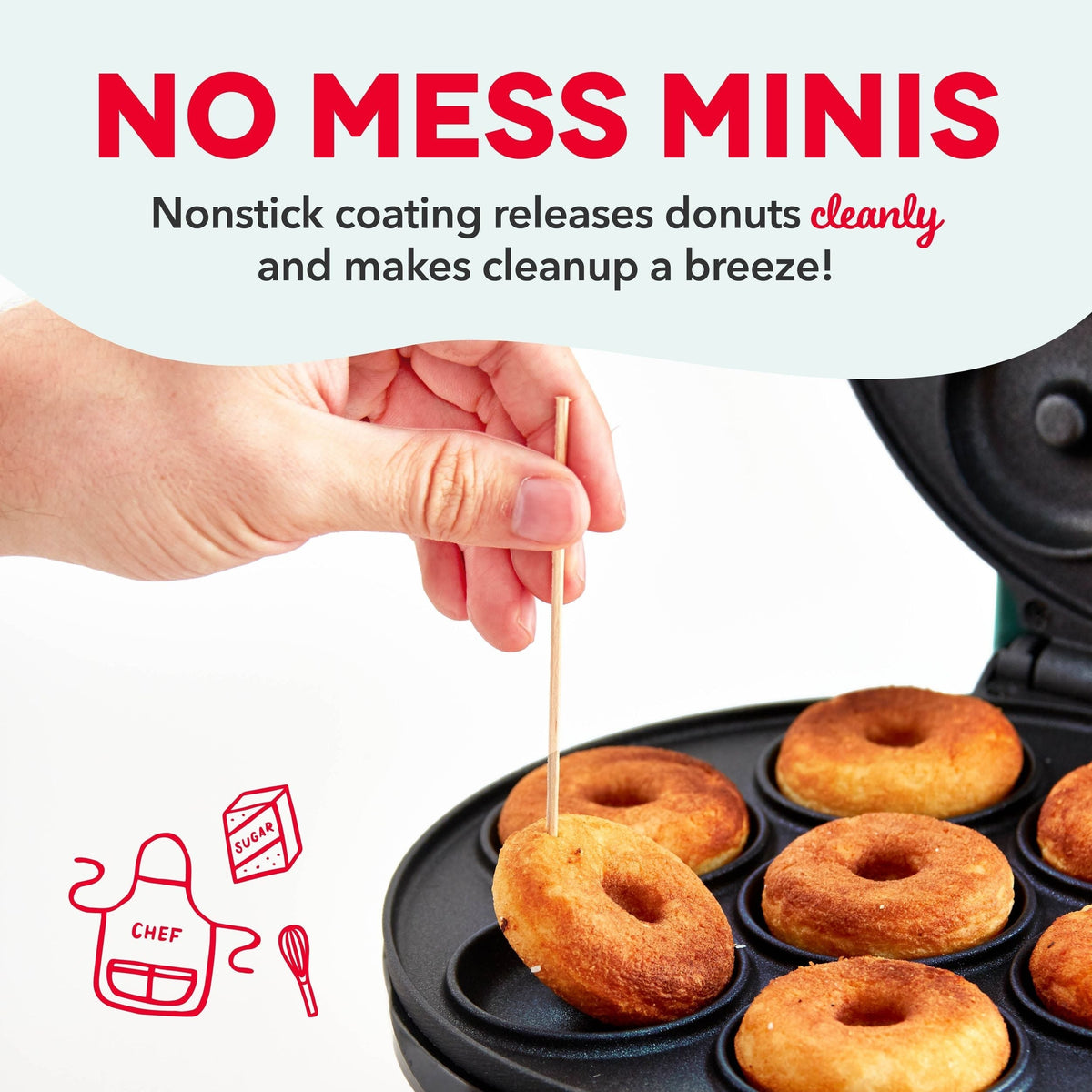 Express Mini Compact Electric Donut Maker, Non-Stick Surface, Aqua G4E0 - product image 7