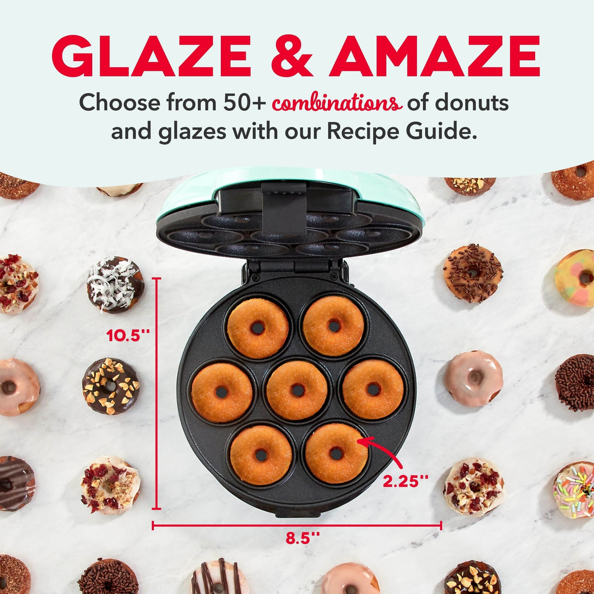 Express Mini Compact Electric Donut Maker, Non-Stick Surface, Aqua G4E0 - product image 8