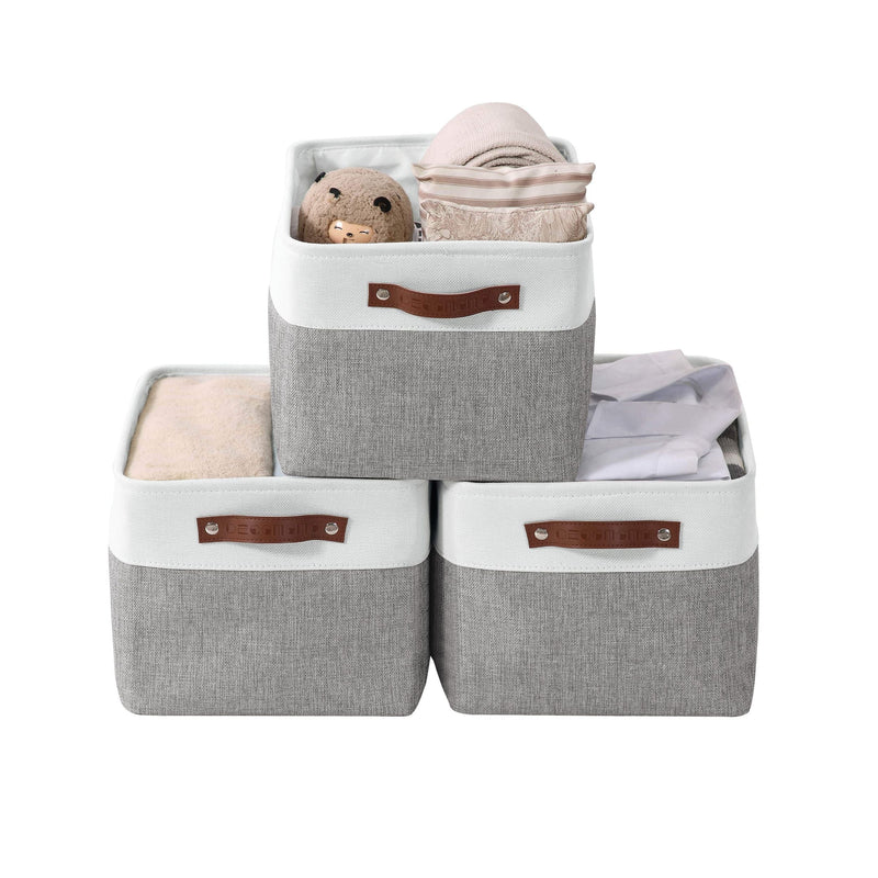Large Soft-Sided Foldable Storage Basket, 3-pk, White A6M5