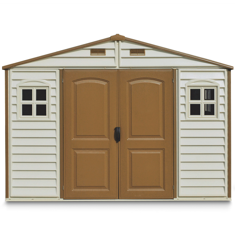 Woodside Vinyl Resin Garden Shed, Brown, 10-1/2-ft x 8-ft C6B3