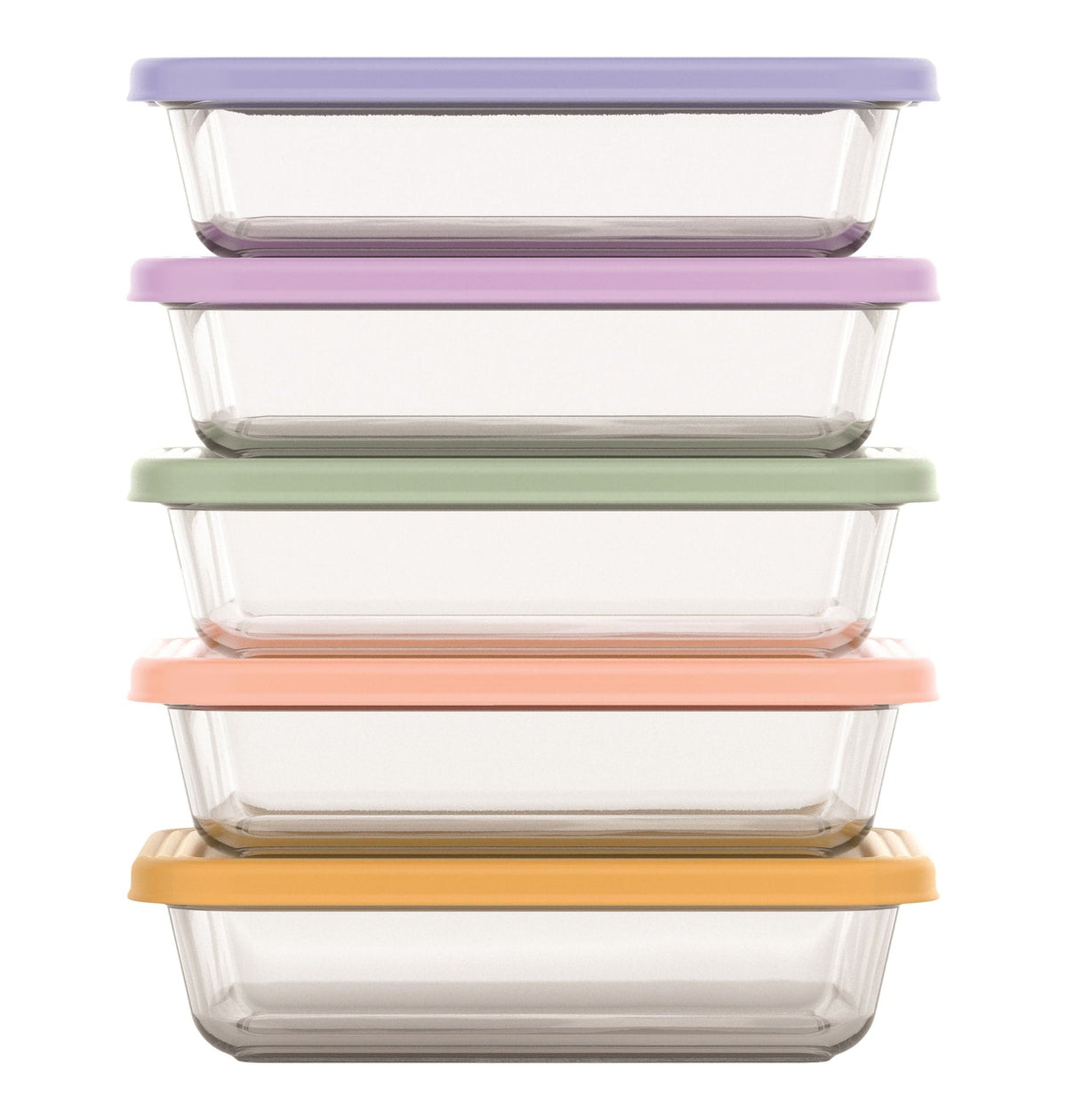 Everyday Glass Meal Prep Food Storage Container Set with Press-Fit Lids, Multi-Coloured, 10-pc Y6R4 - product image 1