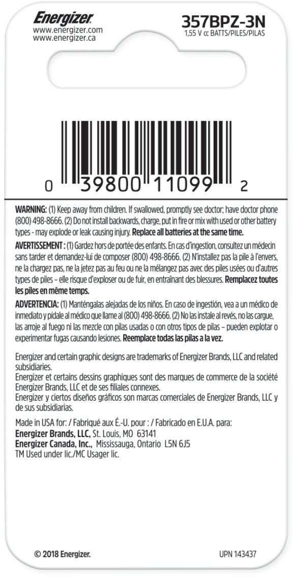 Silver Oxide 3-pk 357 LR44 AG13 303 A76 1.5V / 1.5 Volt Button Coin Cell Batteries U7U8 - product image 2