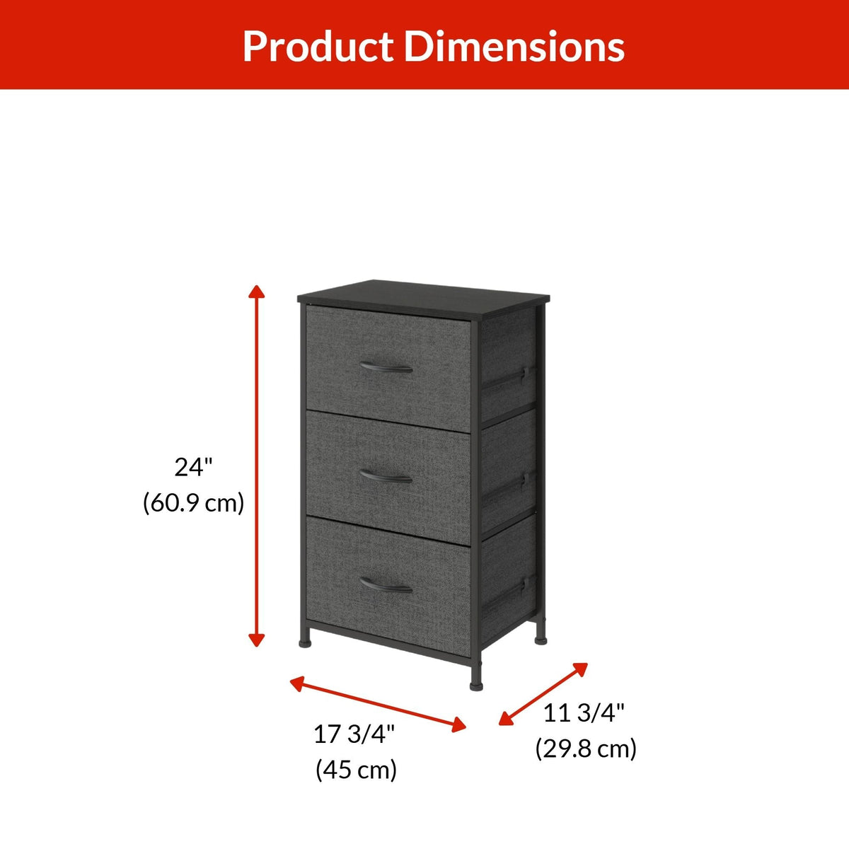 Fabric 3-Drawer Storage Organizer, Grey A3C1 - product image 1