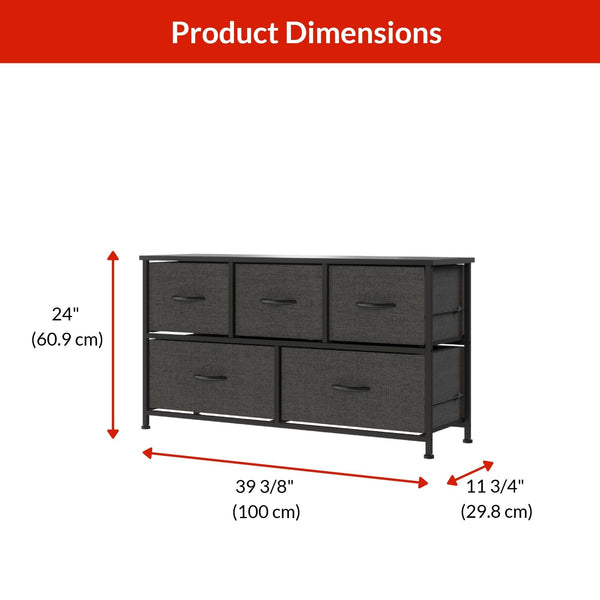 Fabric 5-Drawer Storage Organizer, Grey K9J9