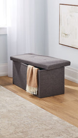 Folding Double Storage Ottoman, Grey K8O0 - product image 1