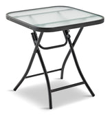 Folding Outdoor/Patio Side Table with Glass Top, Assorted, 18-in W4R5 - product image 1