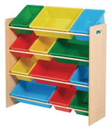 Kids 12-Bin Bedroom/Playroom Toy Storage Organizer, Yellow O9C1 - product image 1