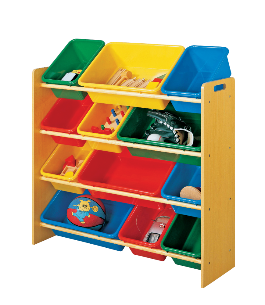 Kids 12-Bin Bedroom/Playroom Toy Storage Organizer, Yellow O9C1 - product image 2