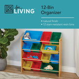 Kids 12-Bin Bedroom/Playroom Toy Storage Organizer, Yellow O9C1 - product image 3
