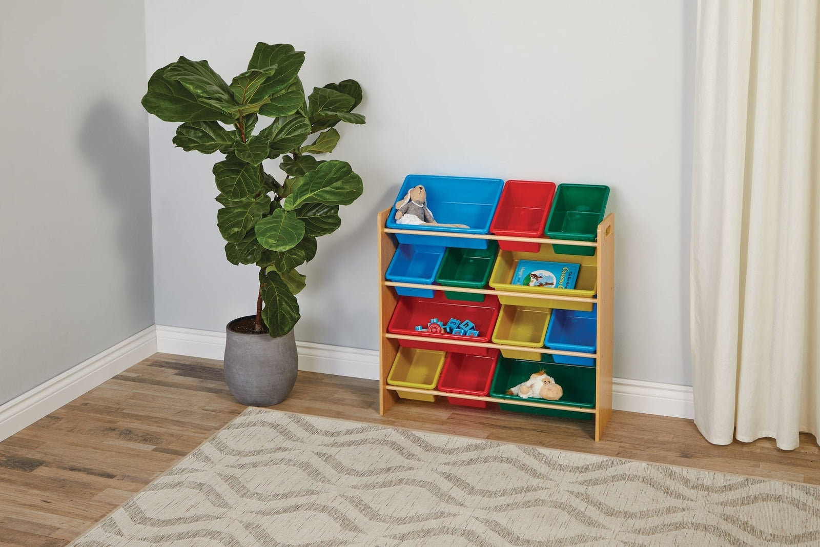 Kids 12-Bin Bedroom/Playroom Toy Storage Organizer, Yellow O9C1 - product image 6