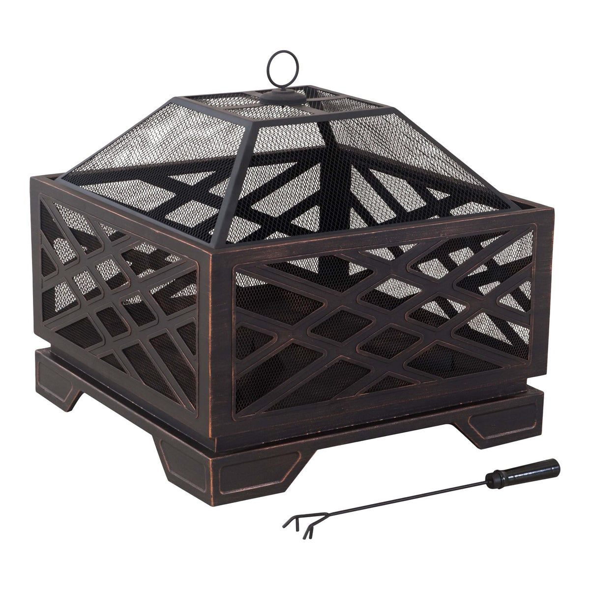 Lawrence Steel Outdoor Wood Burning Fire Pit with Fireplace Poker, 25 x 25 x 26-in G0C0 - product image 1