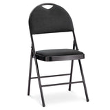 Portable High-Back Upholstered & Padded Metal Folding Chair, Black K3Q1 - product image 1