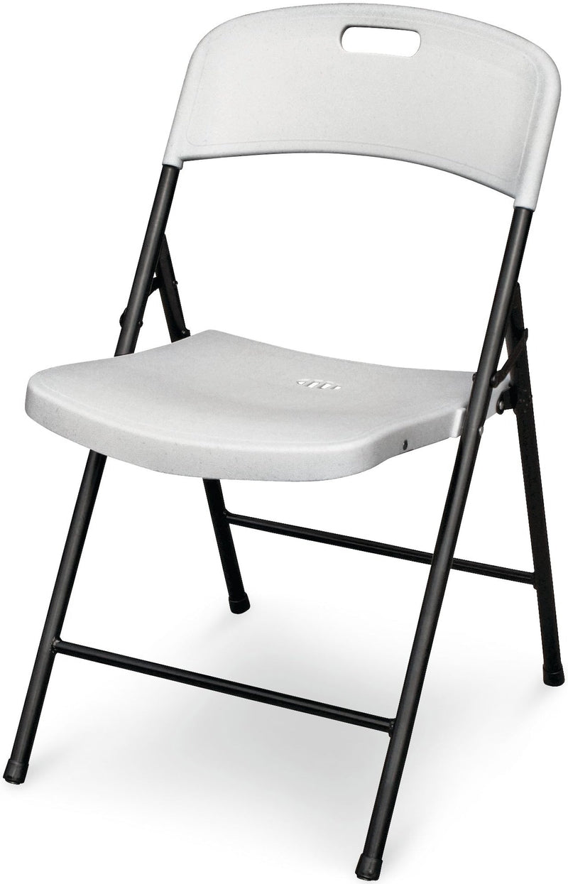 Portable Indoor/Outdoor Contoured Plastic & Metal Folding Chair, White G1S8