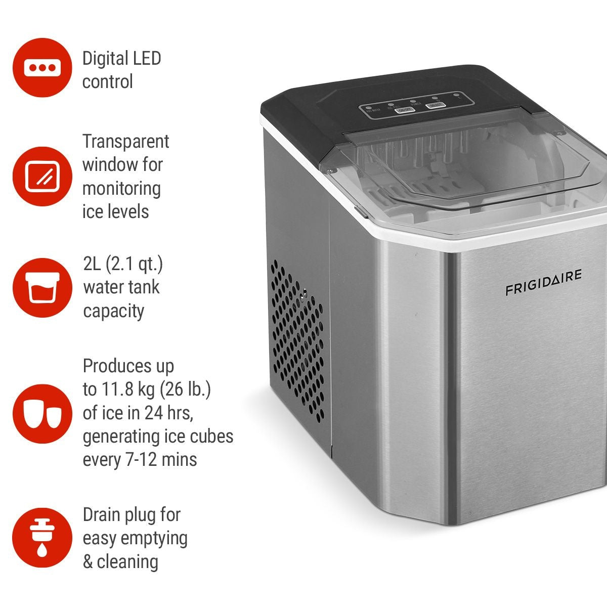 Stainless Steel Countertop Ice Maker with LED Display, 2.3-qt, Silver B9Q5 - product image 2