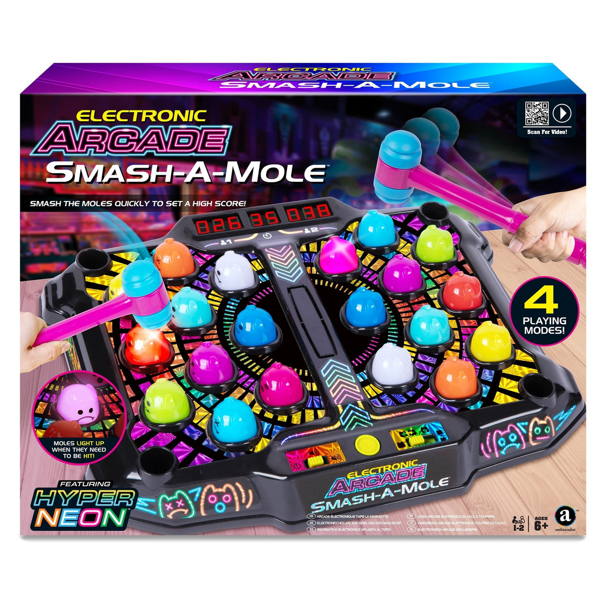 GAME Hyper Neon Series Whack A Mole Electronic Arcade for Ages 6+ H8W7 - product image 1