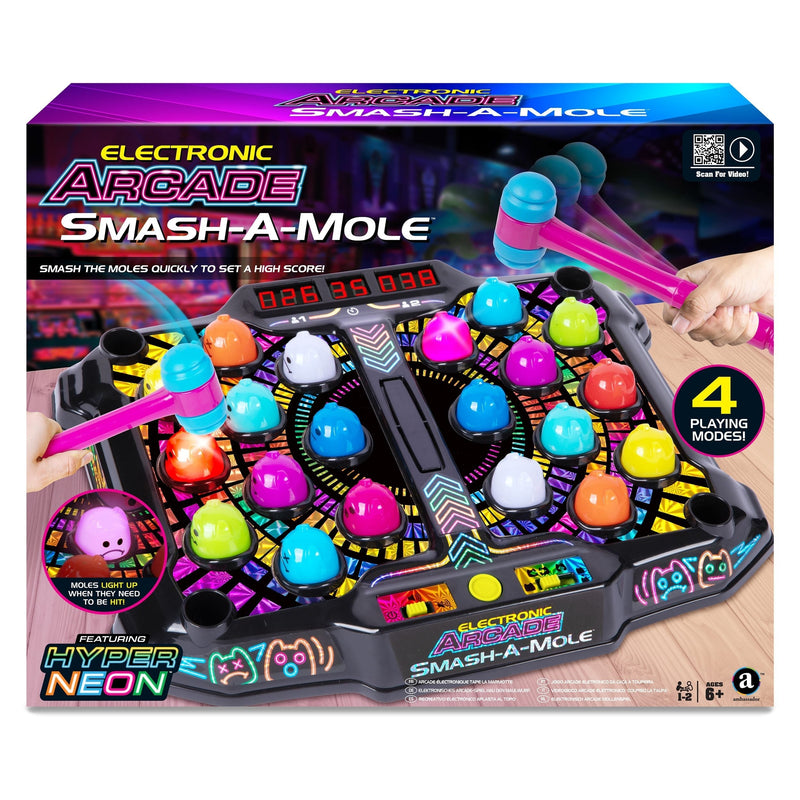 GAME Hyper Neon Series Whack A Mole Electronic Arcade for Ages 6+ H8W7