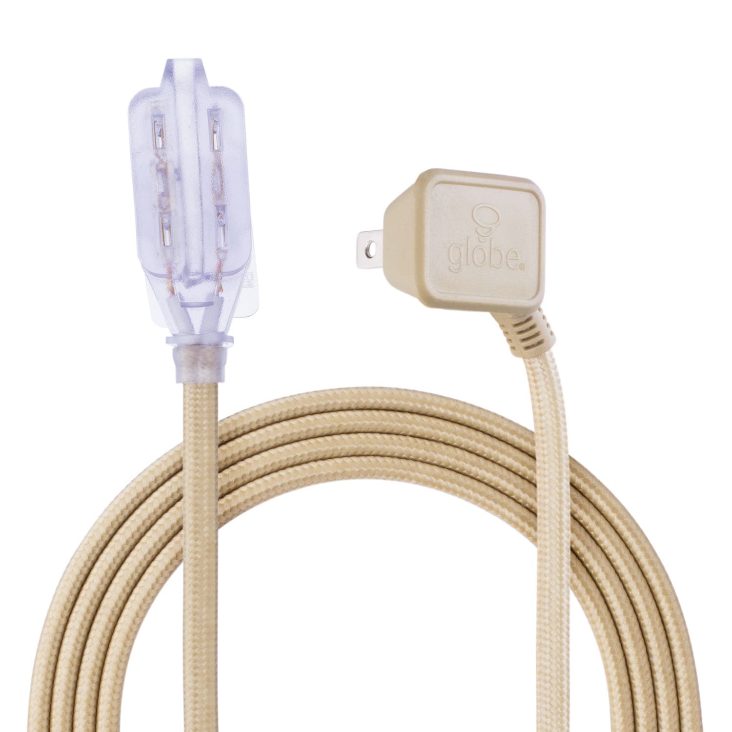 9-ft 16/2 Fabric Extension Cord, Right Angle Plug, 3 Outlets, Gold S1K3 - product image 3