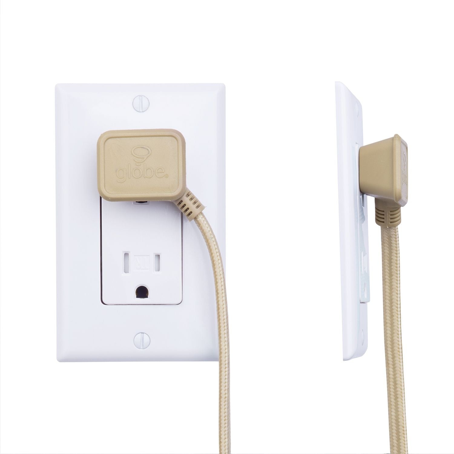 9-ft 16/2 Fabric Extension Cord, Right Angle Plug, 3 Outlets, Gold S1K3 - product image 6