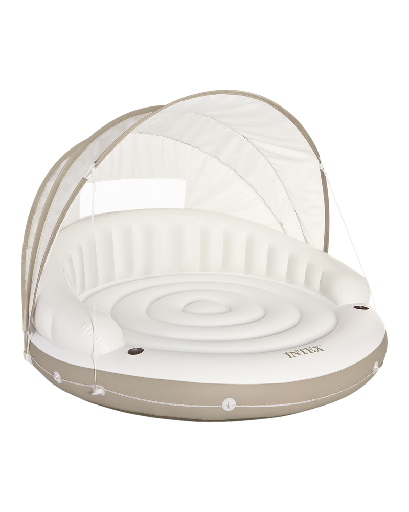 Off White Canopy Inflatable Pool Island Multi Person Float with Detachable Sun Shade Z1R7 - product image 1