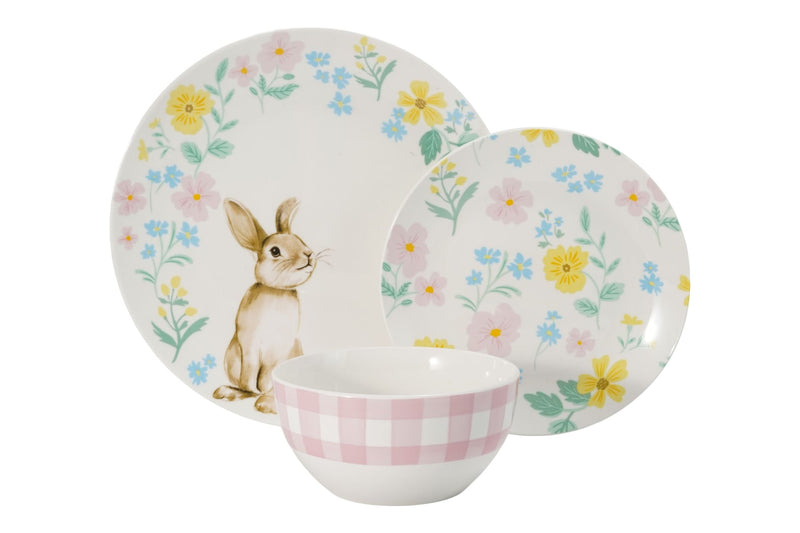 & Co Spring Bunny Porcelain Dinnerware Set, Serves 4, 12-pc, Spring Floral C6K2