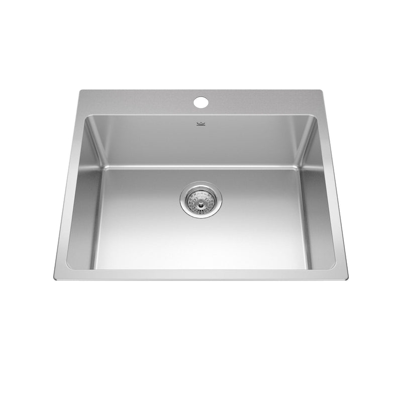 Brookmore Drop in Single Bowl 1-Hole Kitchen Sink, 25-in x 20.9-in x 9-in, Stainless Steel O5F7