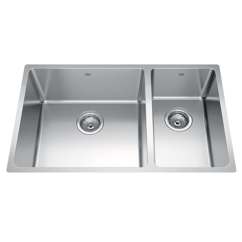 Brookmore Undermount Combination Bowl Kitchen Sink, 30.5-in x 18.1-in x 9-in, Stainless Steel R3Q9