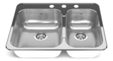 Reginox Drop In Double Bowl 3-Hole Kitchen Sink, 27.25-in. x 20.56-in, Stainless Steel R2D3 - product image 1