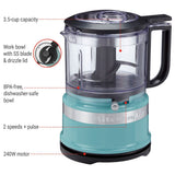 Compact 3.5 Cup Food Chopper/Mini Food Processor with Dishwasher Safe Parts, Aqua Sky Y0E3 - product image 4