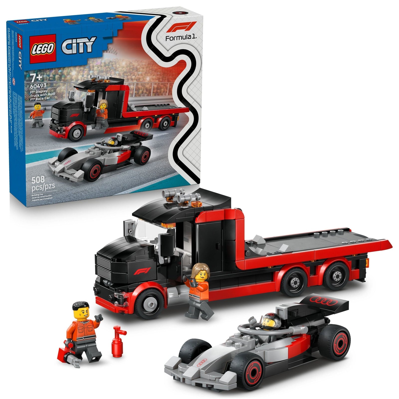 City F1 Display Truck with F1 Race Car - 60493, 508-pc, Ages 7+ K8E1 - product image 1
