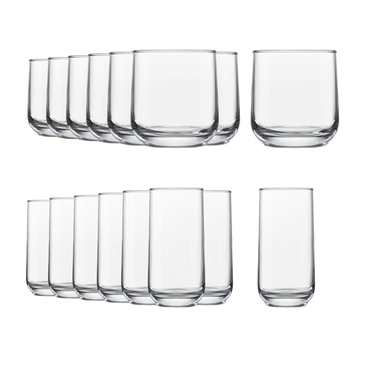 Ascent 16pc Tumbler Glassware Set, Dishwasher Safe, 8pc x 13.3-oz and 8pc x 16-oz R2U7 - product image 1