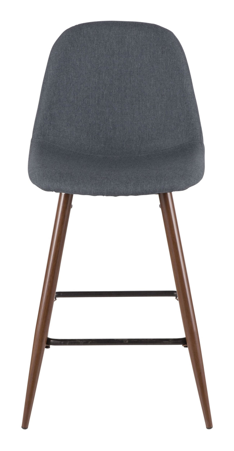 Pebble Armless Upholstered Counter/Bar Stool (2-Piece Set), Walnut/Blue Y5Y4
