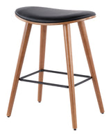 Saddle Wood & PU Leather Seat Counter/Bar Stools (2-Piece Set), Walnut/Black W7F8 - product image 2