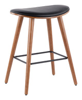 Saddle Wood & PU Leather Seat Counter/Bar Stools (2-Piece Set), Walnut/Black W7F8 - product image 3