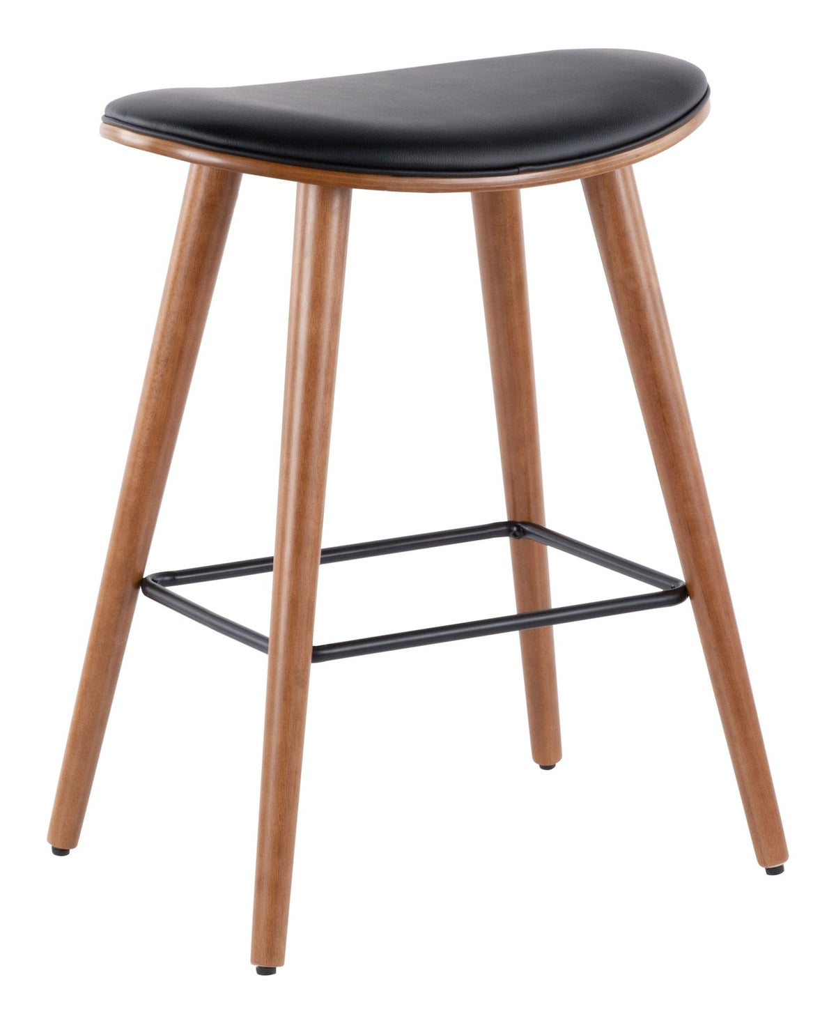 Saddle Wood & PU Leather Seat Counter/Bar Stools (2-Piece Set), Walnut/Black W7F8 - product image 3