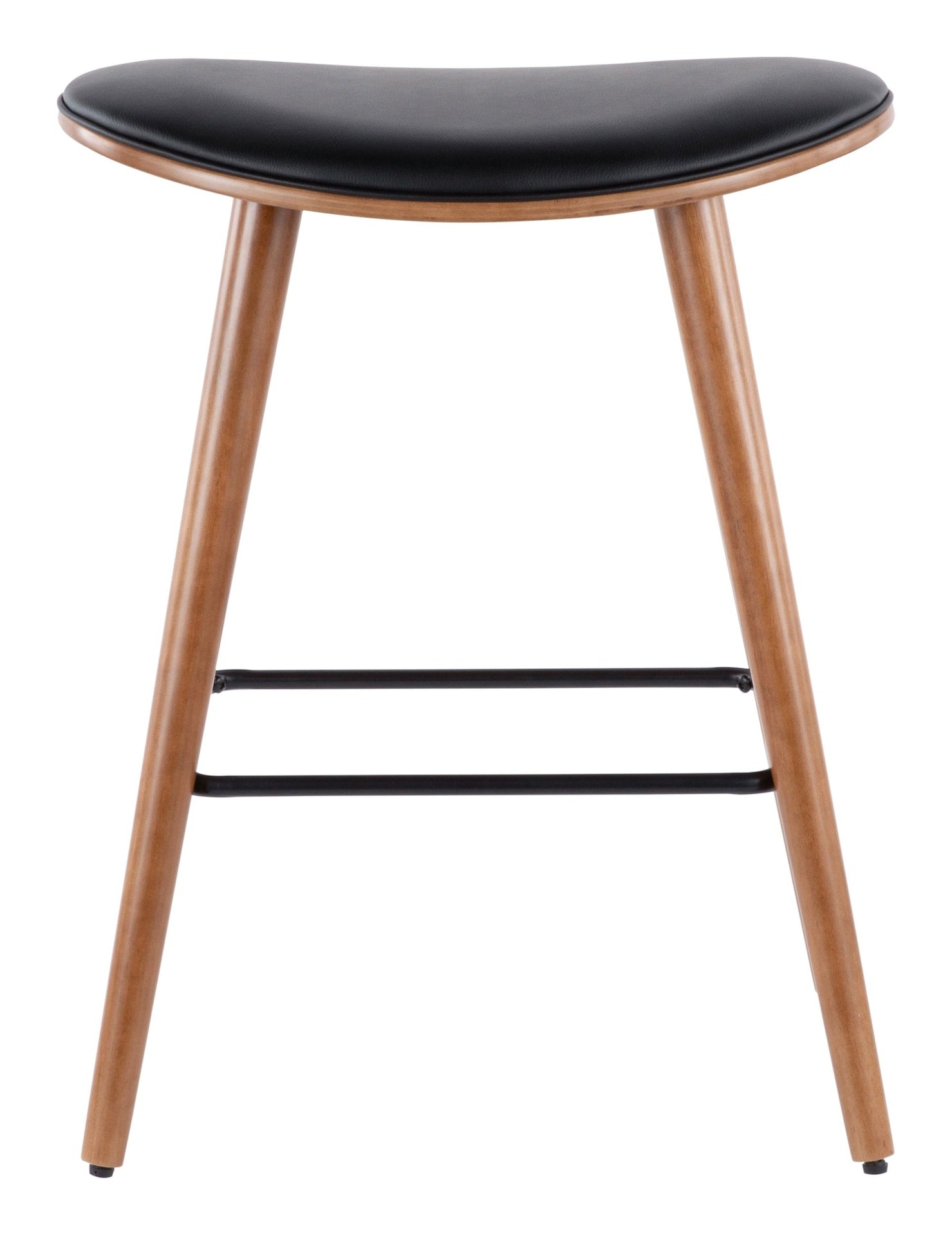 Saddle Wood & PU Leather Seat Counter/Bar Stools (2-Piece Set), Walnut/Black W7F8 - product image 8