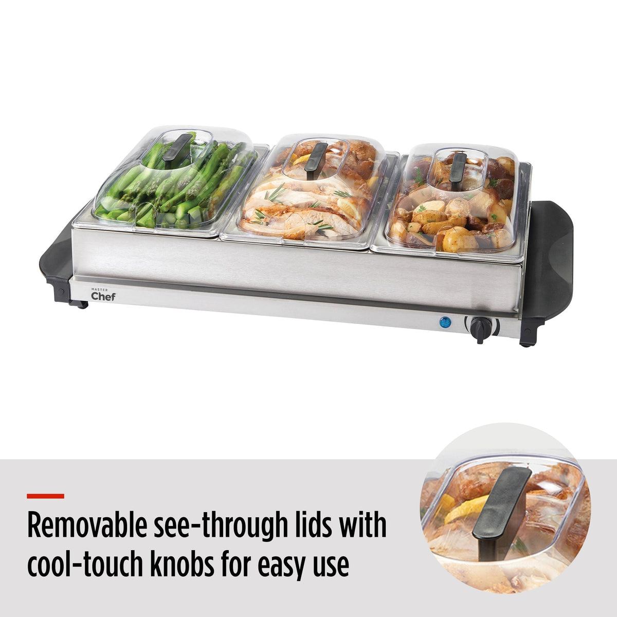 3-Tier Buffet Server/Food Warmer with Warming Tray, Stainless Steel, 300W V0Q2 - product image 7