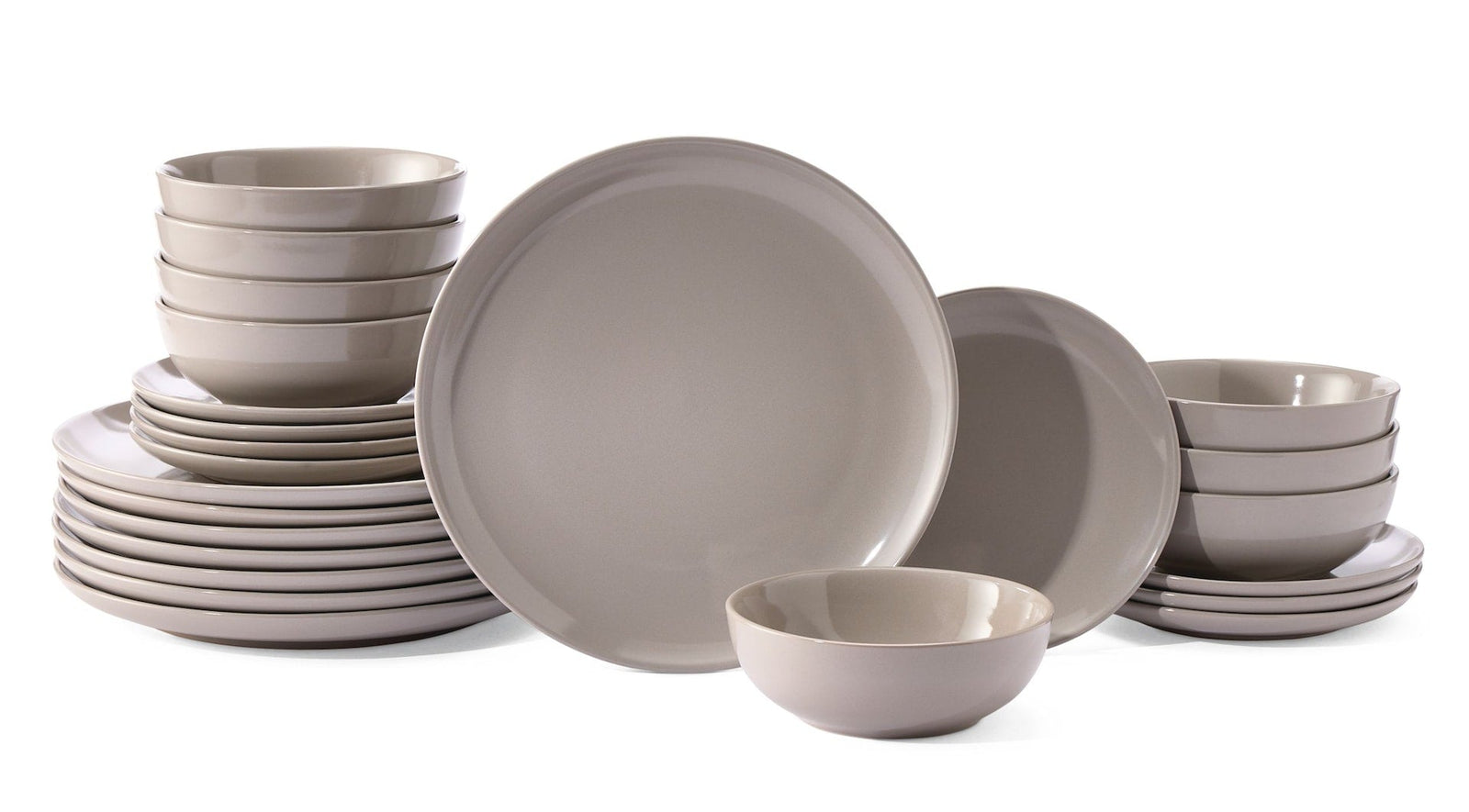 Essential Coupe Stoneware Dinnerware Set, Serves 8, 24-pc, Light Grey S1J9 - product image 1