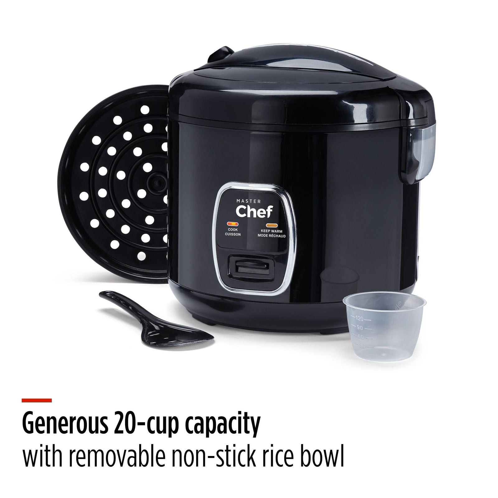 One-Touch Non-Stick Rice Cooker & Steamer, Black, 20 Cups P6D2 - product image 7
