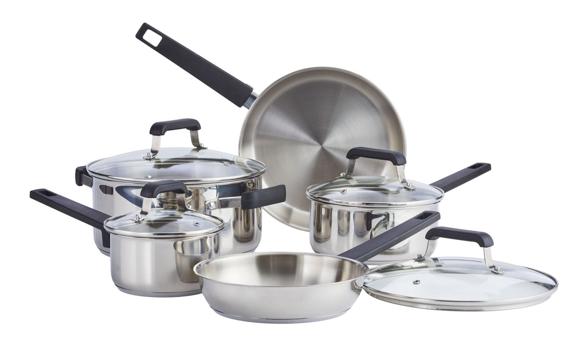 Stainless Steel Cookware Set with Glass Lids, 9-pc F6E3 - product image 1