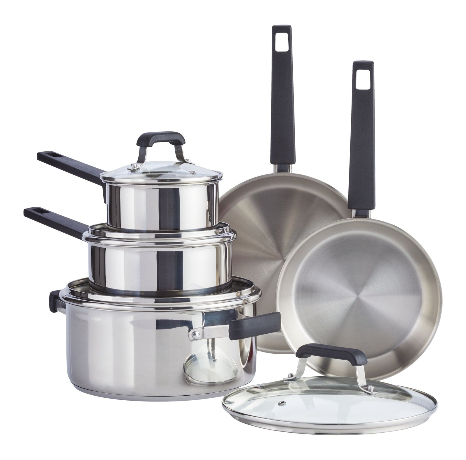 Stainless Steel Cookware Set with Glass Lids, 9-pc F6E3 - product image 2