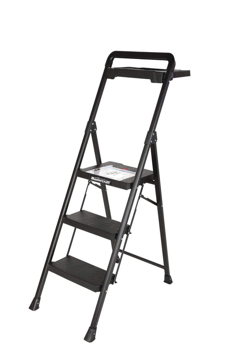 3-Step Ladder Heavy-Duty Metal/Plastic Folding Step Stool, 300-lb, 4.5 ft Q4V3